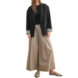 NEW MIOU MUSE rayon blazer with contrast sleeve cuff in black